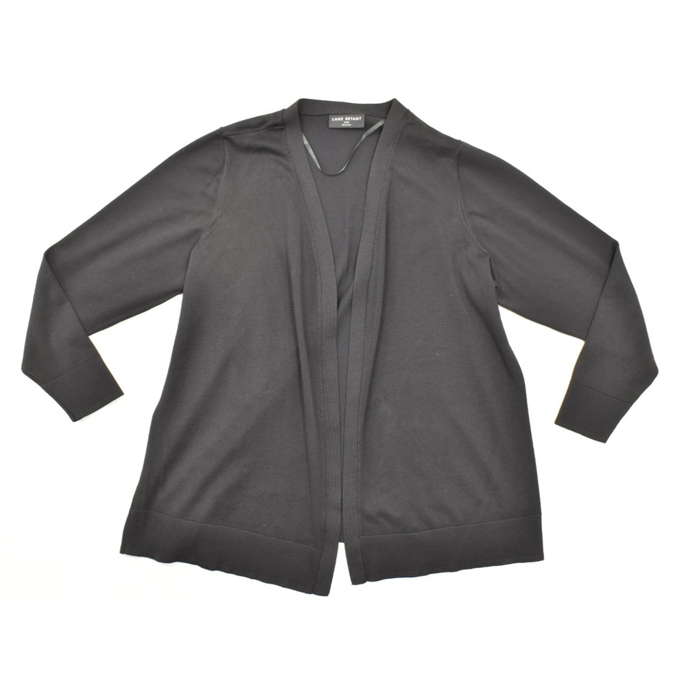 Lane Bryant Black Open Front Cardigan Sweater Women's Size 22/24 Rayon Blend Lon